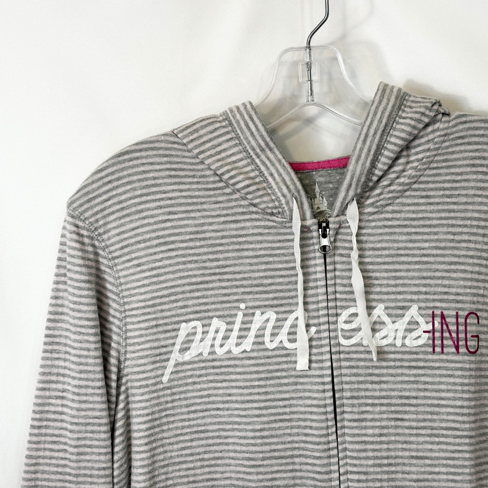 Disney Parks‎ Large Jacket Princess Silhouettes Striped Full Zip Hoodie Gray 394 - Picture 3 of 11
